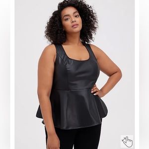 🆕 NWT TORRID PEPLUM FAUX LEATHER TOP